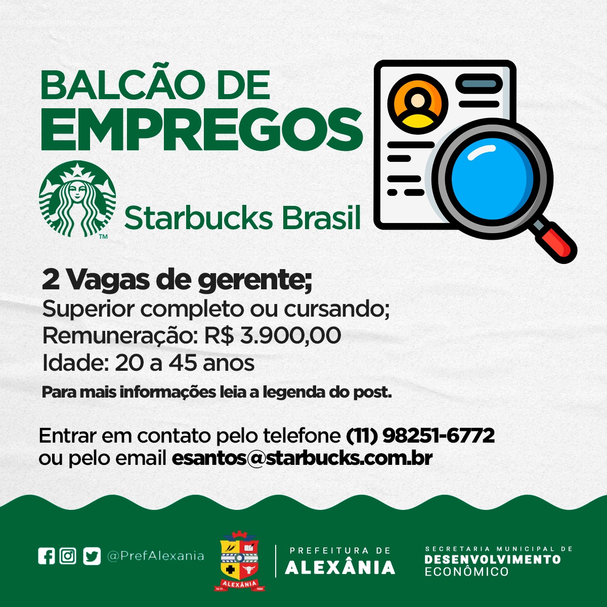 Oportunidade de Emprego - Gerente de Fast Food