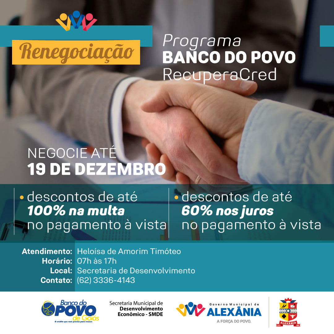 Banco do Povo lança programa de renegociação de dívidas
