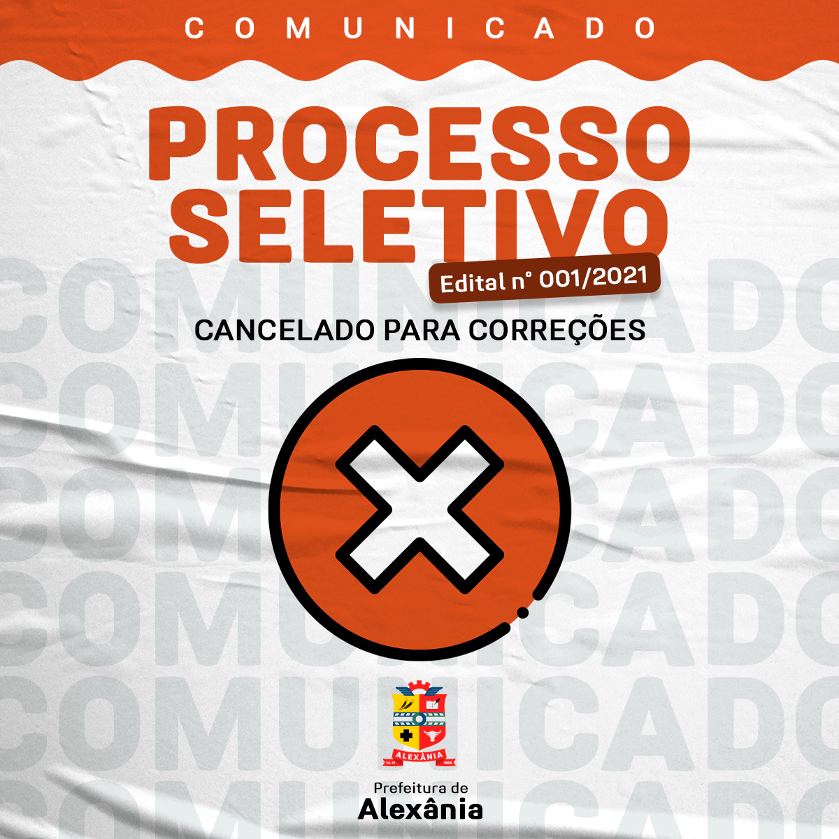 Comunicado - Cancelamento Edital 001/2021